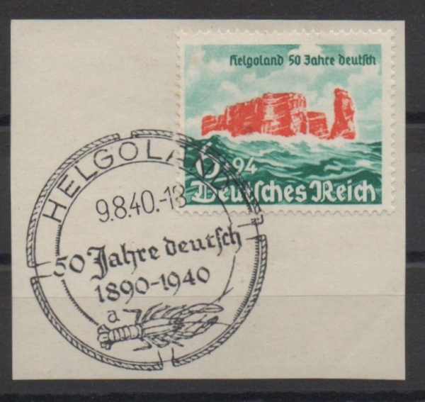Michel Nr. 750, Helgoland auf Briefstück mit Erstagsstempel.